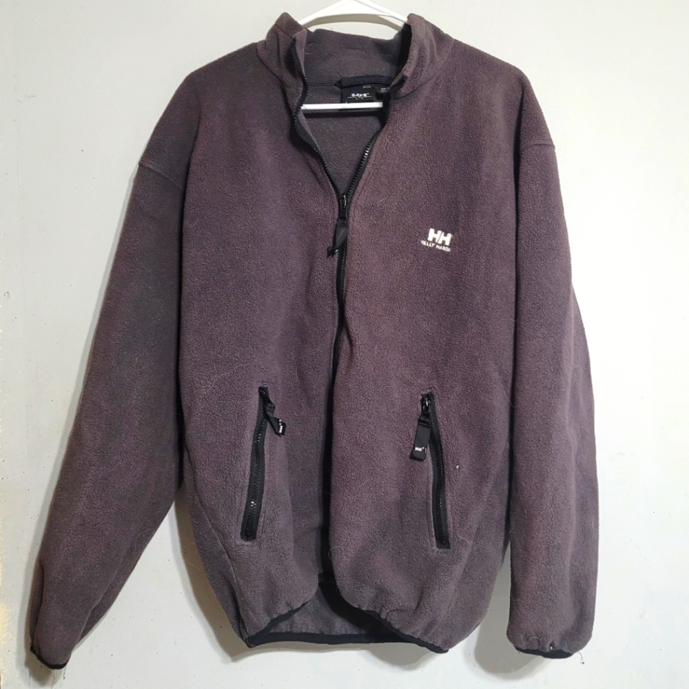 Helly Hansen Men’s Medium Gray Full Zipper Fleece Embroidered Logo Jacket